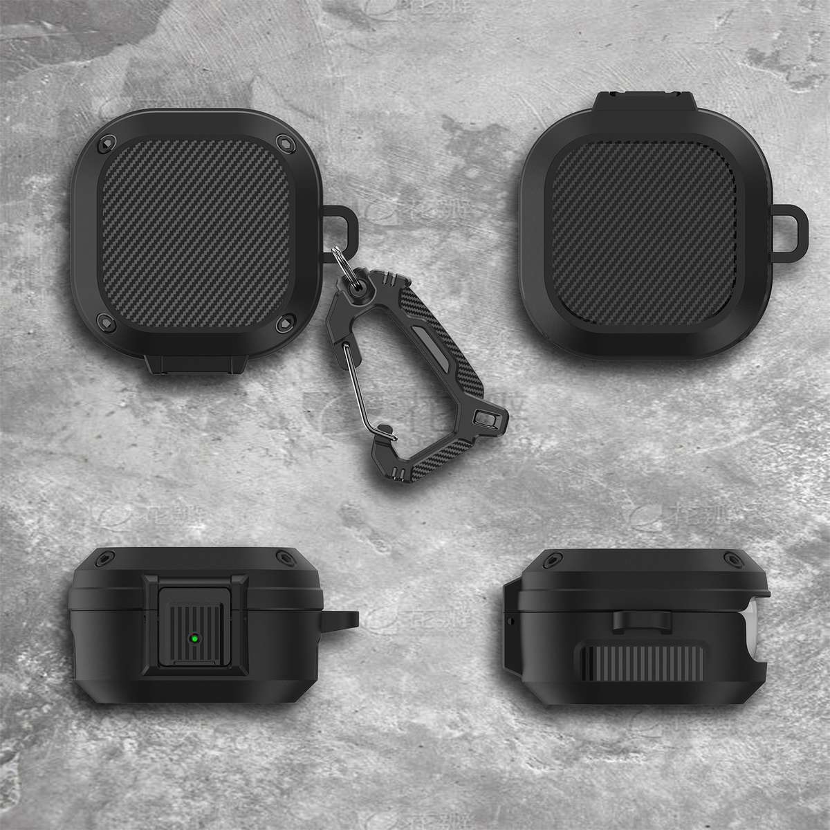 Wireless Earphones Silicone Case with Switch & Carabiner for Samsung Galaxy Buds Live ... (Black)