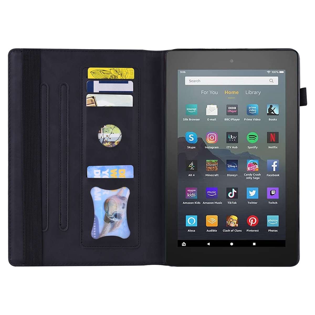 For Amazon Kindle Fire 7 2022 Business Shockproof Horizontal Flip Leather Tablet Case ... (Black)