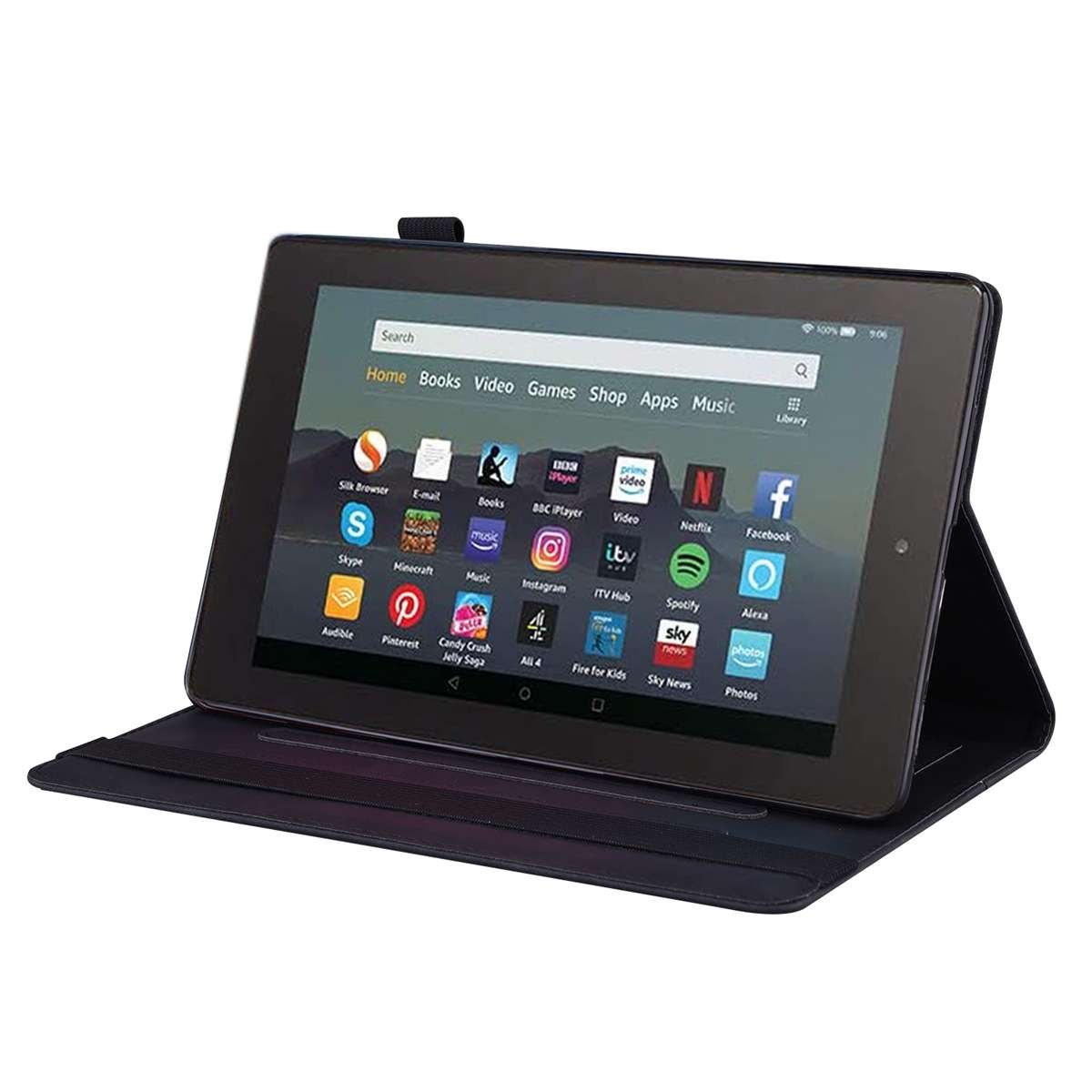 For Amazon Kindle Fire 7 2022 Business Shockproof Horizontal Flip Leather Tablet Case ... (Black)