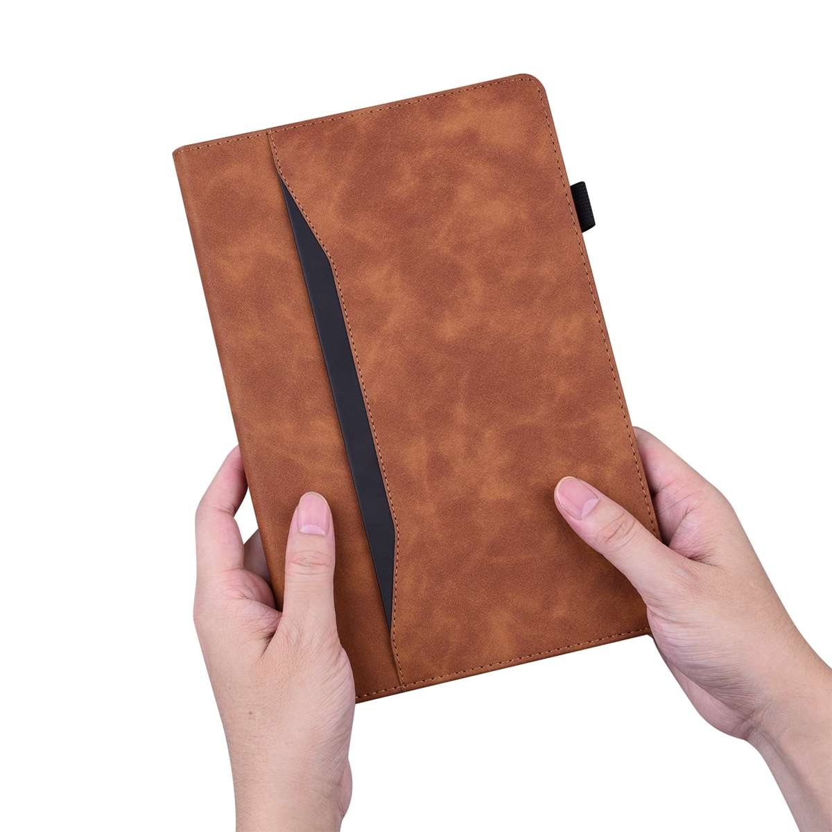 For Amazon Kindle Fire 7 2022 Business Shockproof Horizontal Flip Leather Tablet Case ... (Brown)