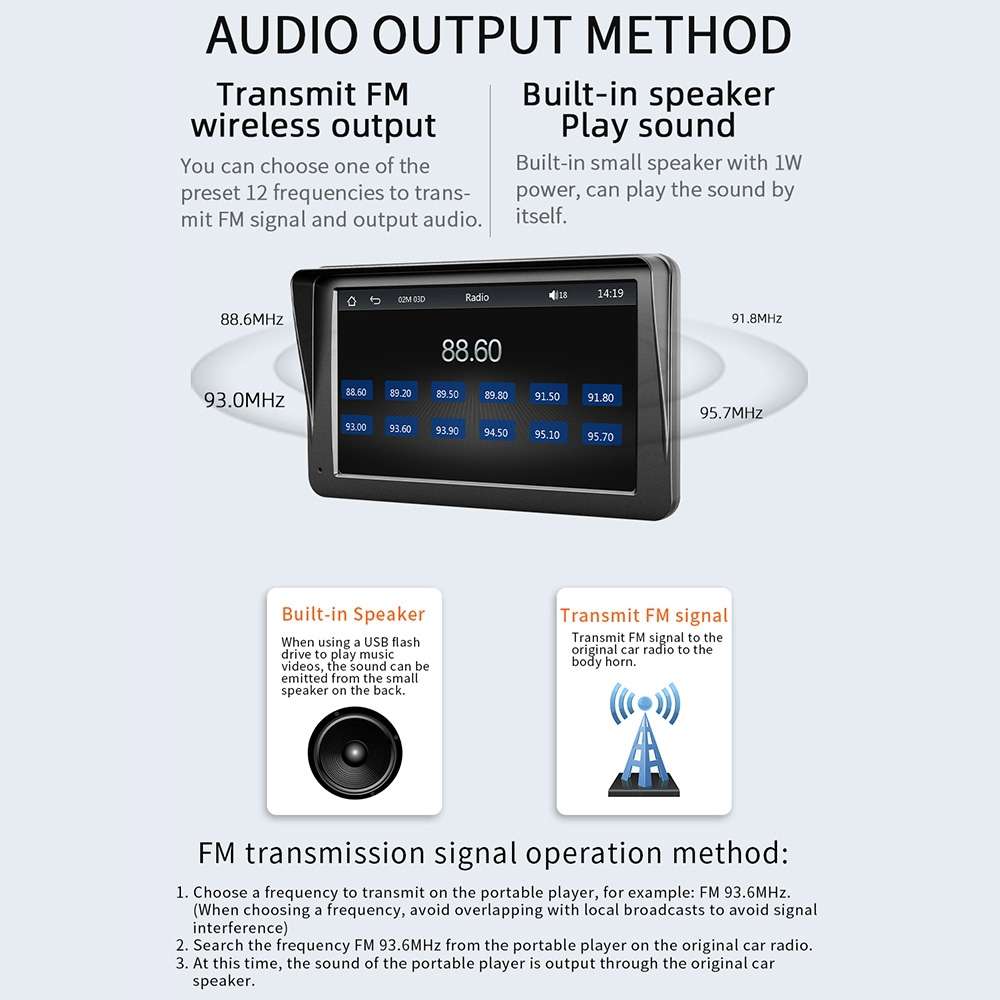 B5300A 7 inch Wireless CarPlay Car Bluetooth MP5 Player, Support Mobile Phone Interconnection