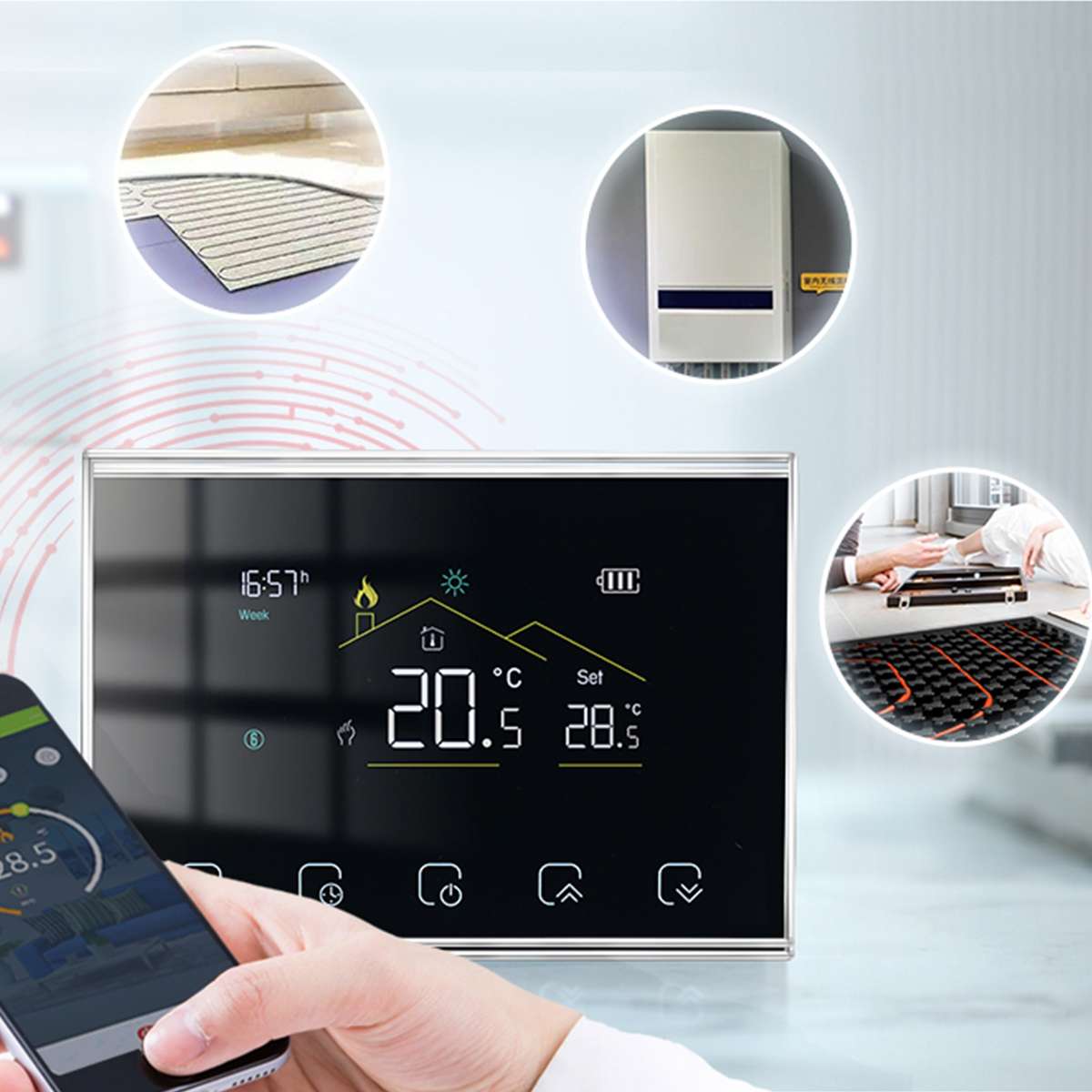 BHT-8000RF-VA-GB Wireless Smart LED Screen Thermostat Without WiFi, Specification:Electric Heating