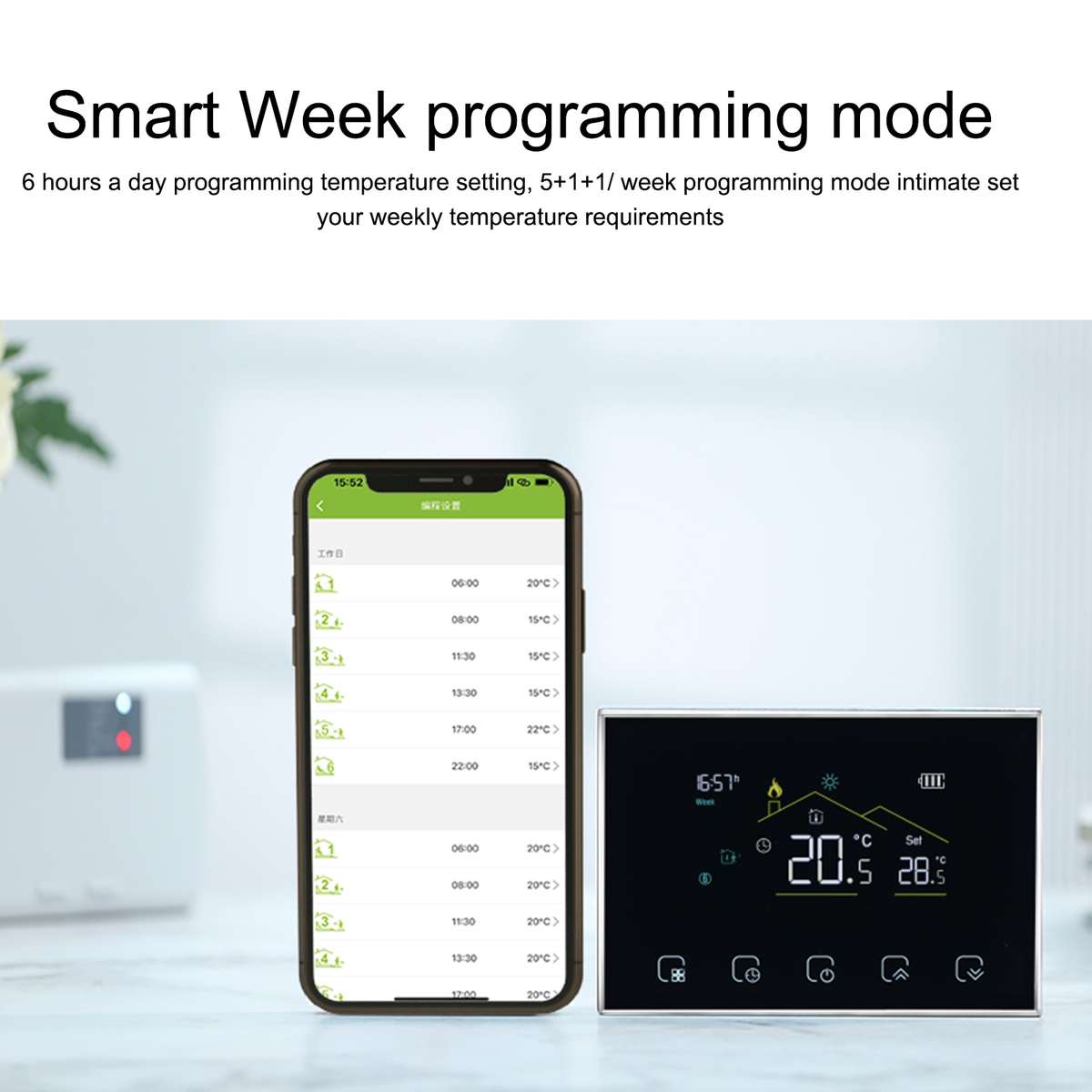 BHT-8000RF-VA- GABW Wireless Smart LED Screen Thermostat With WiFi, Specification:Water / Electric
