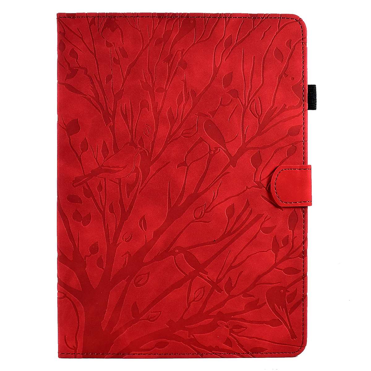 For iPad Pro 11 / Air 4 10.9 2020 / Air 5 10.9 Fortune Tree Pressure Flower PU Tablet Ca ... (Red)