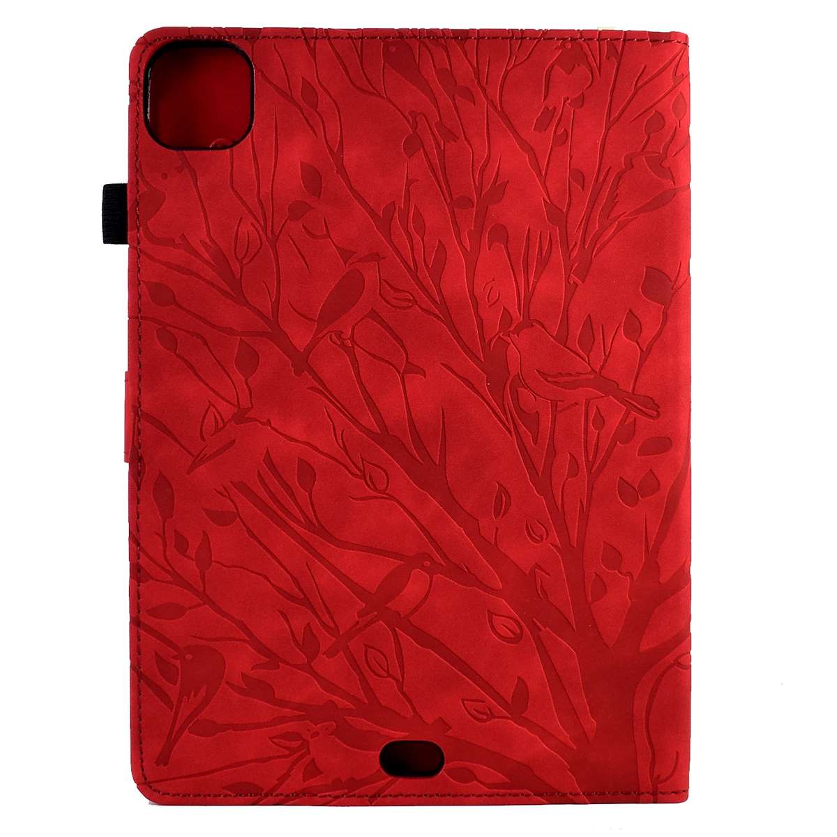 For iPad Pro 11 / Air 4 10.9 2020 / Air 5 10.9 Fortune Tree Pressure Flower PU Tablet Ca ... (Red)