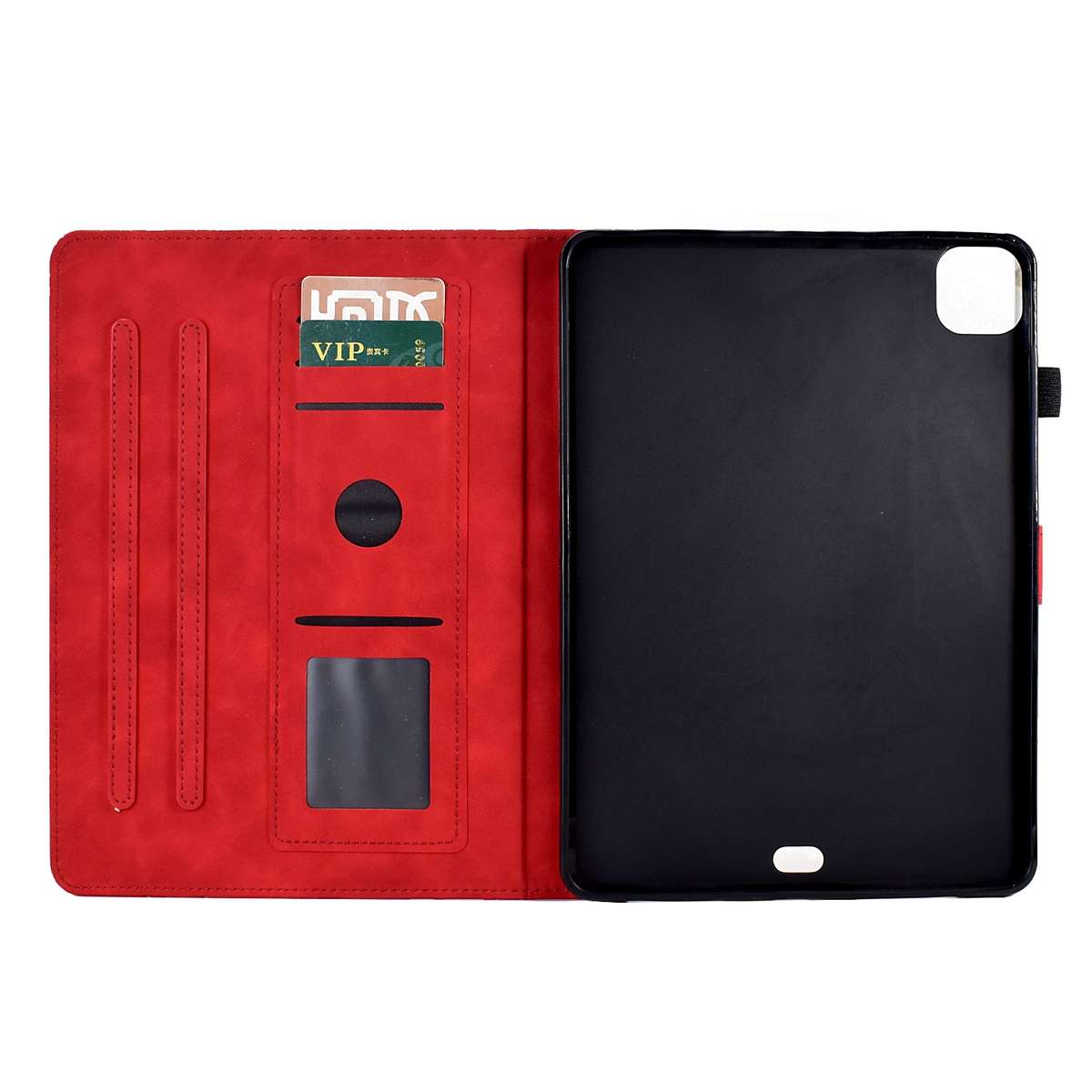 For iPad Pro 11 / Air 4 10.9 2020 / Air 5 10.9 Fortune Tree Pressure Flower PU Tablet Ca ... (Red)