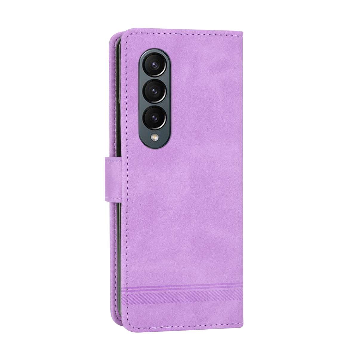 For Samsung Galaxy Z Fold4 5G Dierfeng Dream Line TPU + PU Leather Phone Case(Purple)