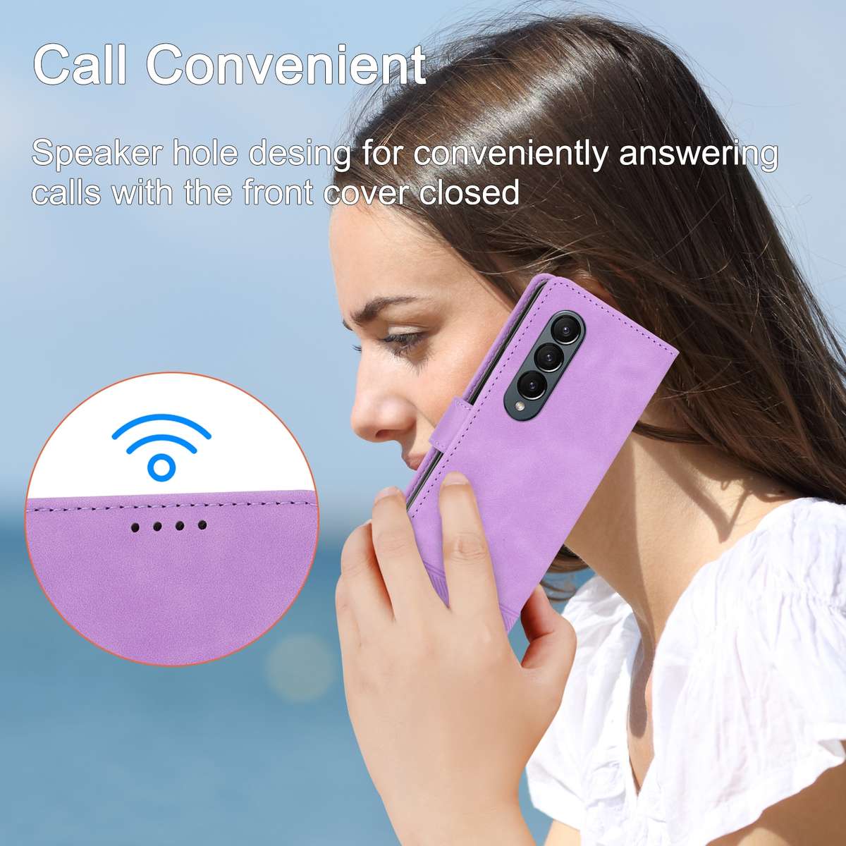 For Samsung Galaxy Z Fold4 5G Dierfeng Dream Line TPU + PU Leather Phone Case(Purple)
