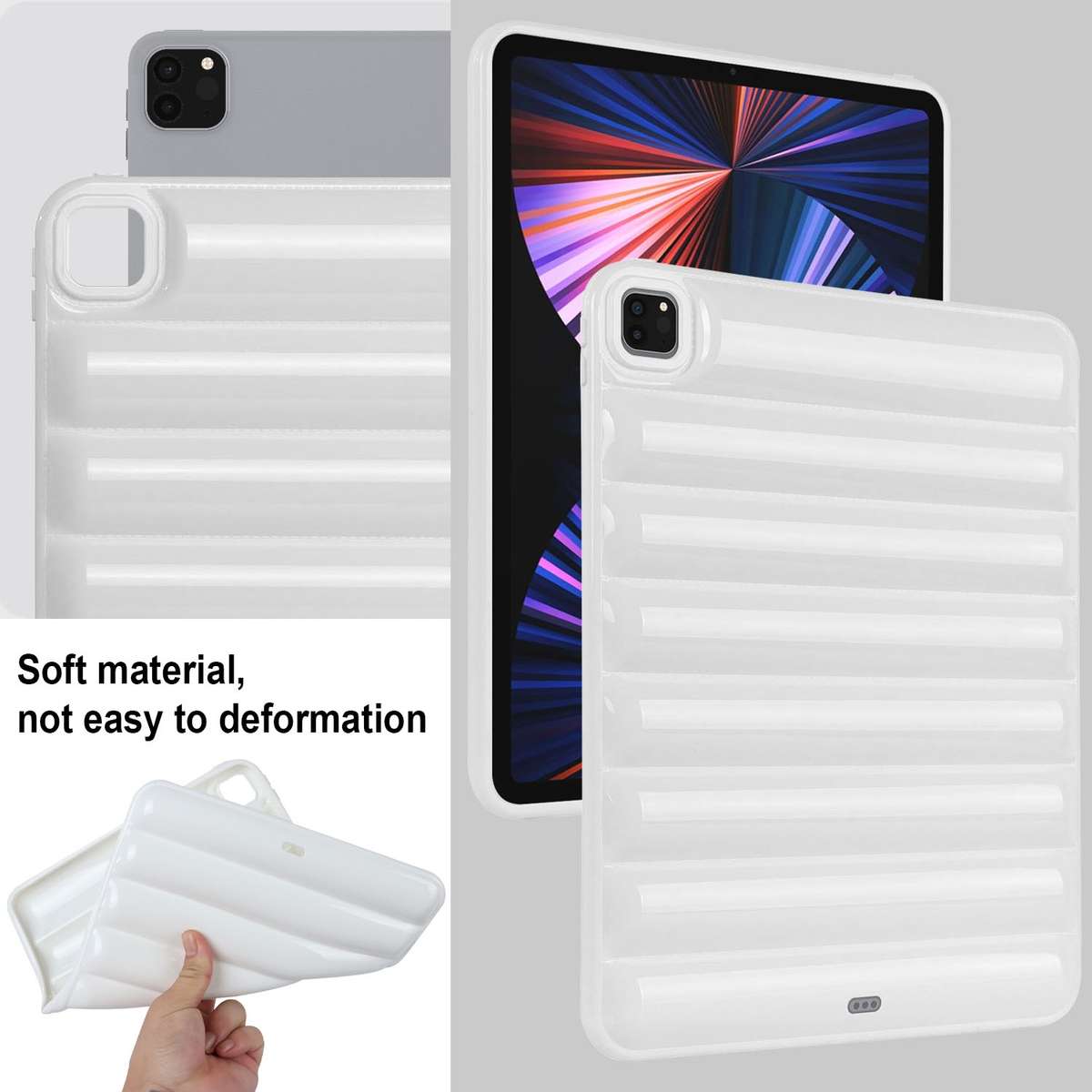 For iPad Pro 12.9 2022 / 2021 Eiderdown Cushion Shockproof Tablet Case(White)