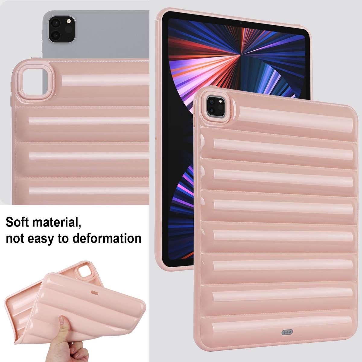 For iPad Pro 12.9 2022 / 2021 Eiderdown Cushion Shockproof Tablet Case(Pink)