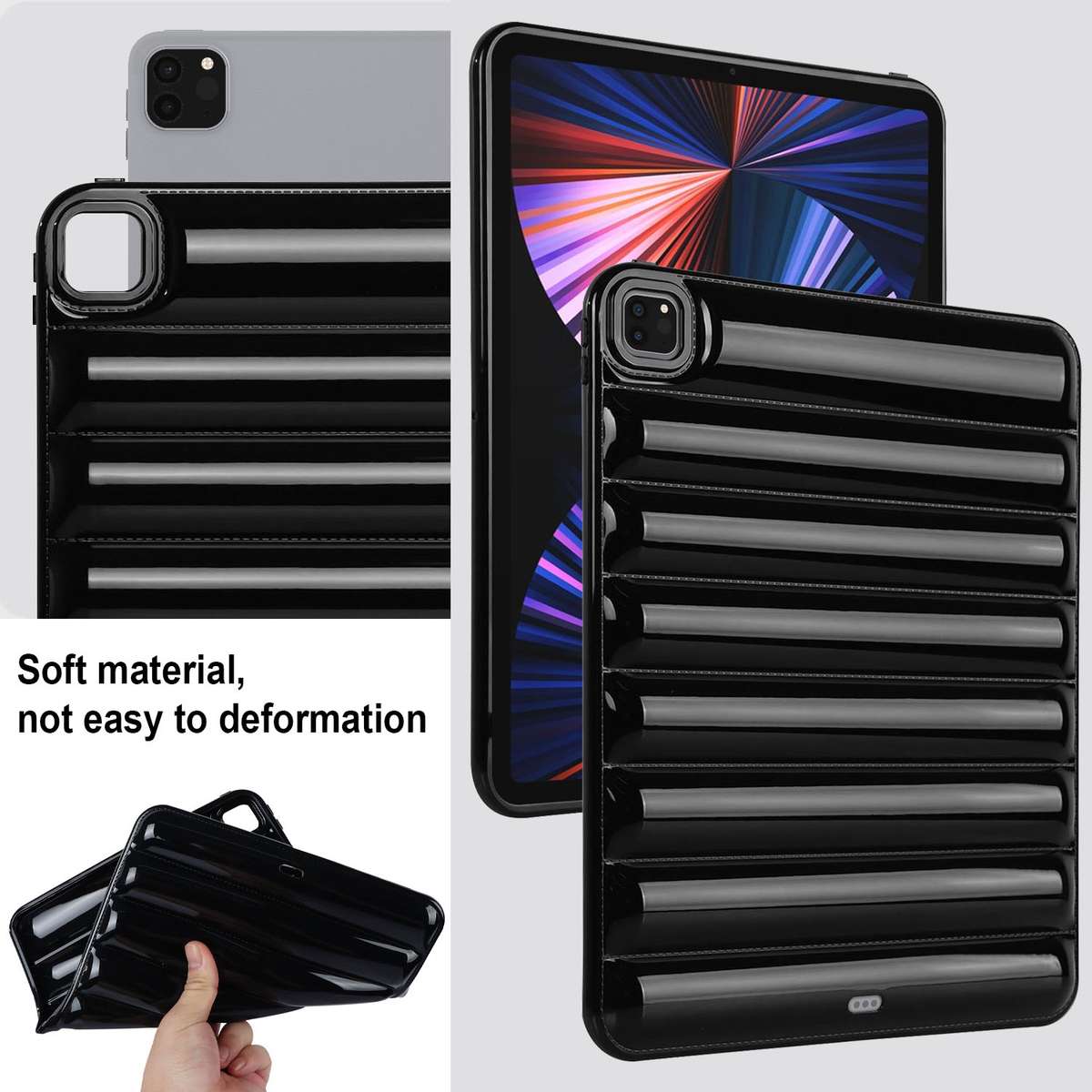 For iPad Pro 12.9 2022 / 2021 Eiderdown Cushion Shockproof Tablet Case(Black)