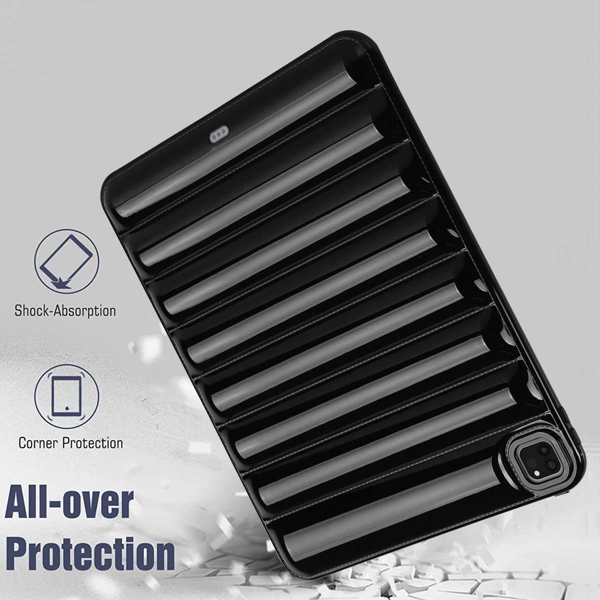 For iPad Pro 12.9 2022 / 2021 Eiderdown Cushion Shockproof Tablet Case(Black)