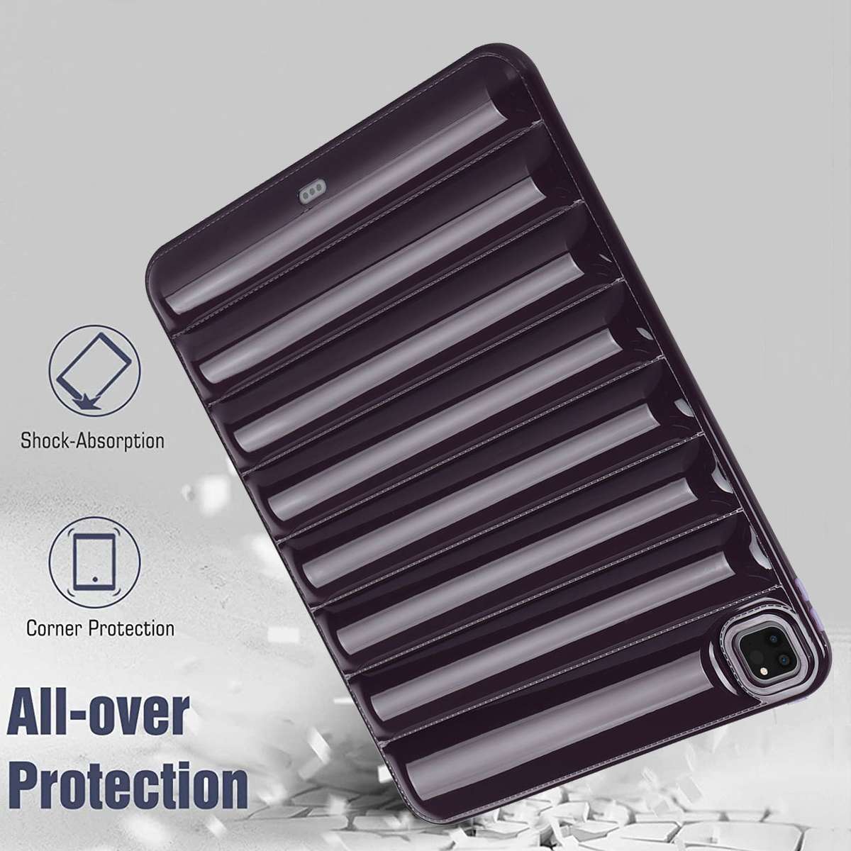 For iPad Pro 12.9 2022 / 2021 Eiderdown Cushion Shockproof Tablet Case(Wine Red)