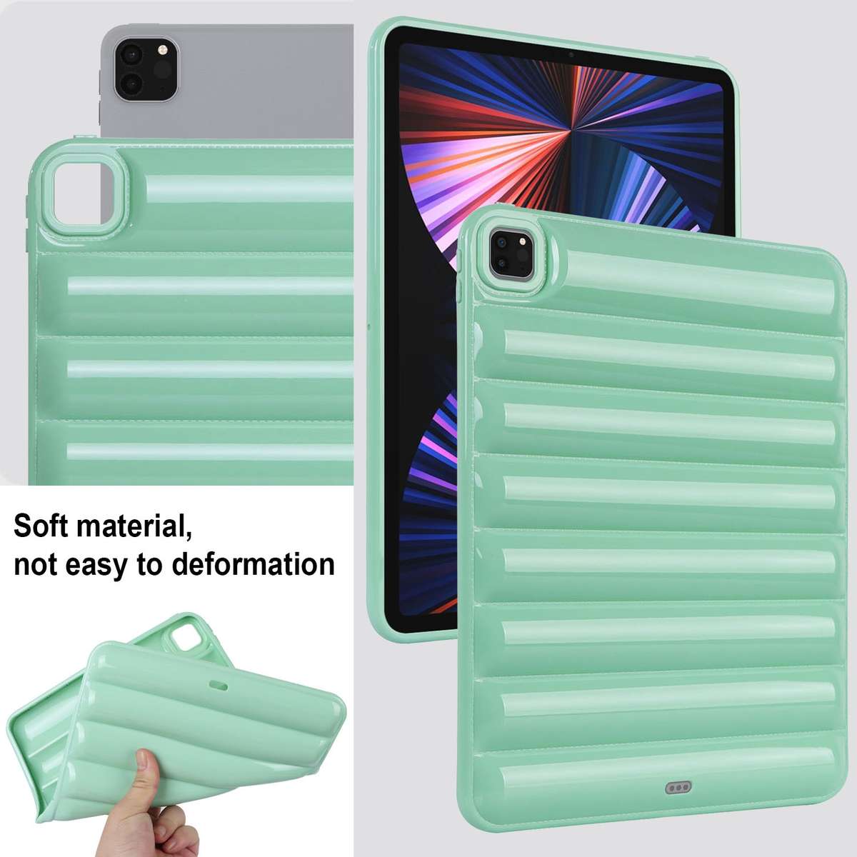 For iPad Pro 12.9 2022 / 2021 Eiderdown Cushion Shockproof Tablet Case(Green)