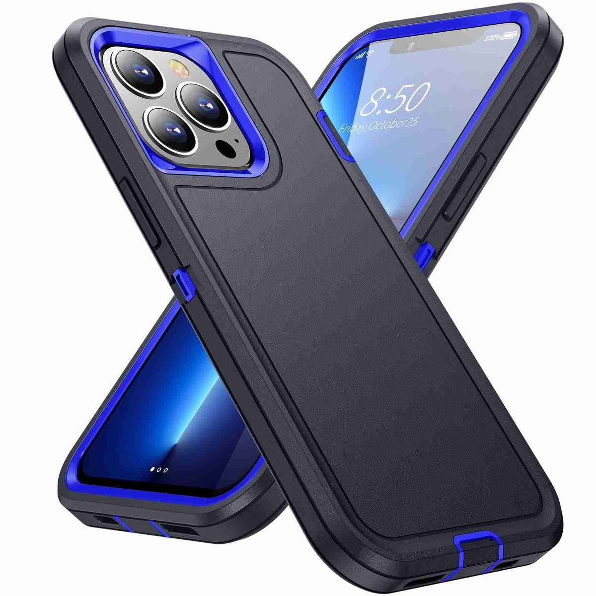 For iPhone 12 / 12 Pro Life Waterproof Rugged Phone Case(Dark Blue + Light Blue)