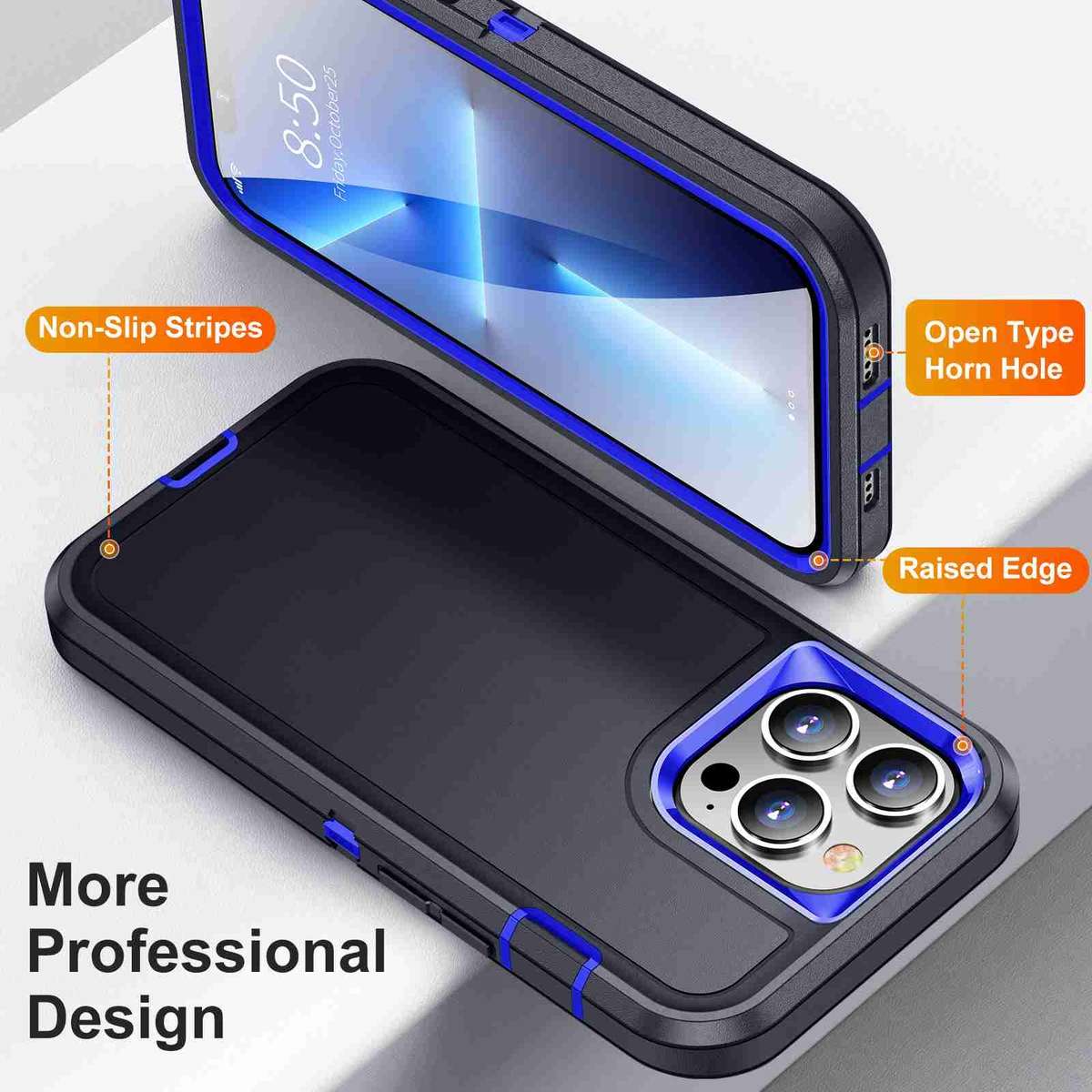 For iPhone 12 / 12 Pro Life Waterproof Rugged Phone Case(Dark Blue + Light Blue)