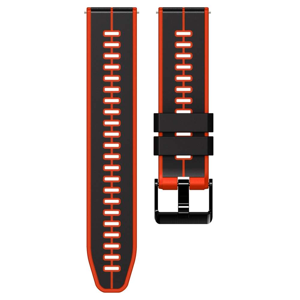 22mm Universal Vertical Line Two-Color Silicone Watch Band(Black+Red)