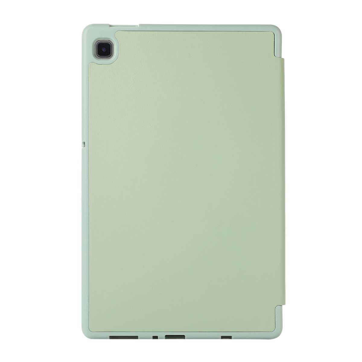 For Samsung Galaxy Tab A7 Lite Solid Color 3-folding Leather Tablet Case(Matcha Green)