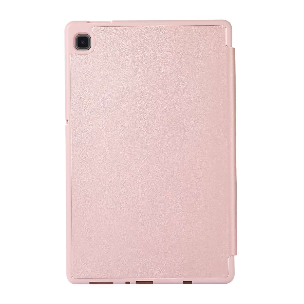 For Samsung Galaxy Tab A7 Lite Solid Color 3-folding Leather Tablet Case(Rose Gold)