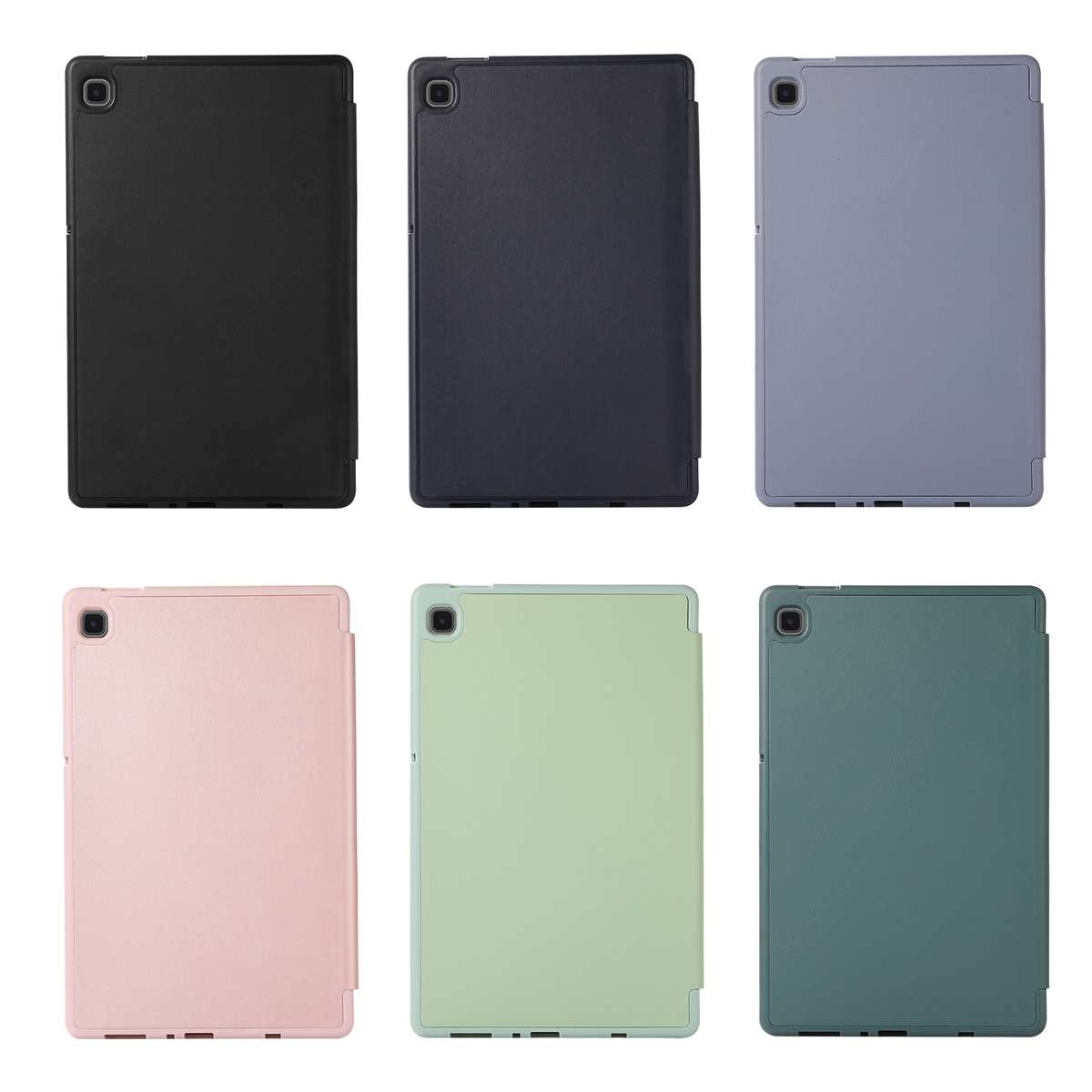 For Samsung Galaxy Tab A7 Lite Solid Color 3-folding Leather Tablet Case(Lavender Grey)