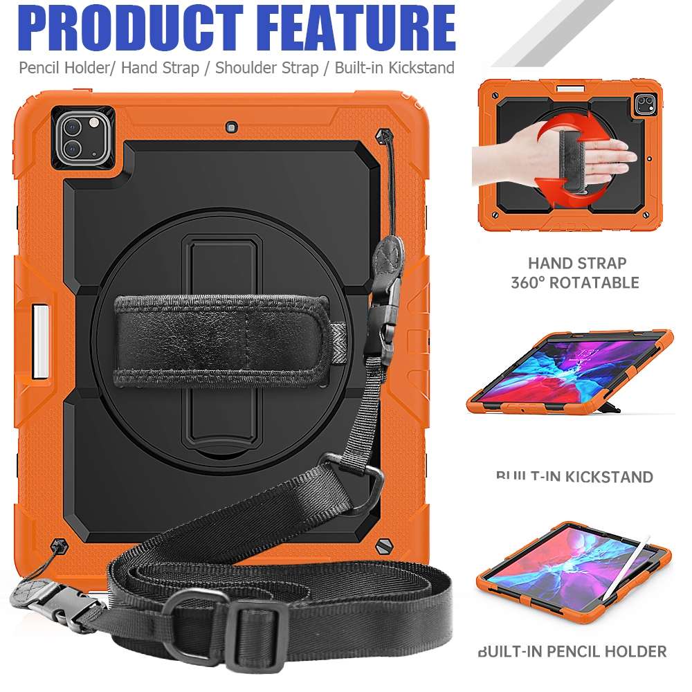 For iPad Pro 12.9 (2020) Shockproof Colorful Silicone + PC Protective Tablet Case wit ... (Orange)