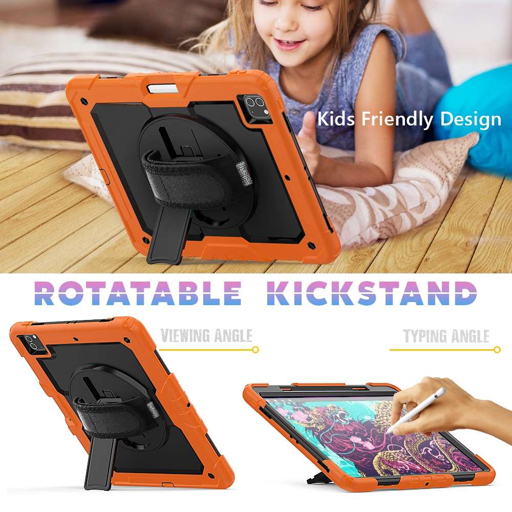 For iPad Pro 12.9 (2020) Shockproof Colorful Silicone + PC Protective Tablet Case wit ... (Orange)