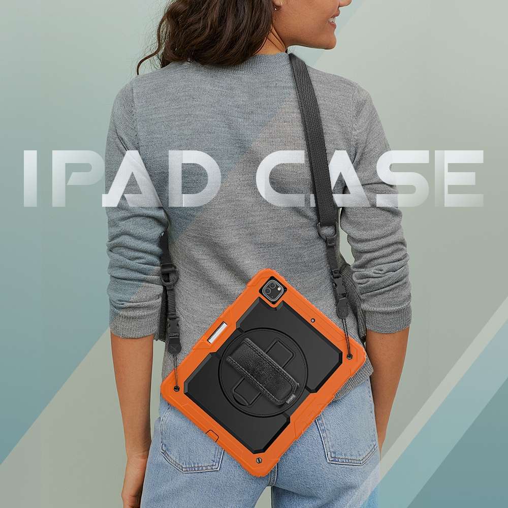 For iPad Pro 12.9 (2020) Shockproof Colorful Silicone + PC Protective Tablet Case wit ... (Orange)
