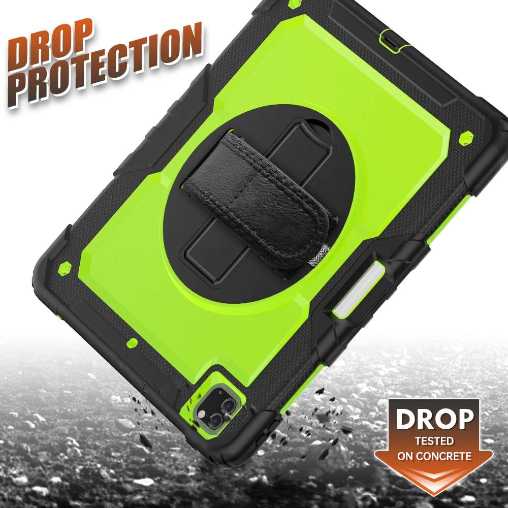 For iPad Pro 12.9 (2020) Shockproof Colorful Silicone + PC Protective Tab ... (Black Yellow Green)