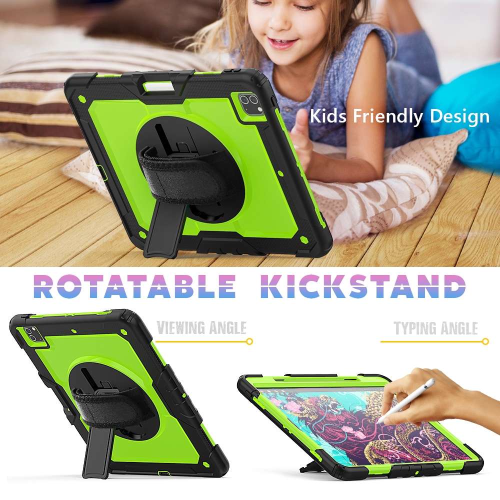 For iPad Pro 12.9 (2020) Shockproof Colorful Silicone + PC Protective Tab ... (Black Yellow Green)
