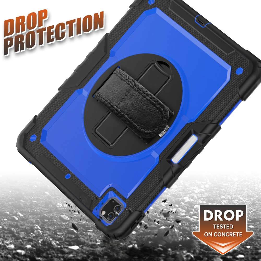 For iPad Pro 12.9 (2020) Shockproof Colorful Silicone + PC Protective Tablet Case ... (Black Blue)