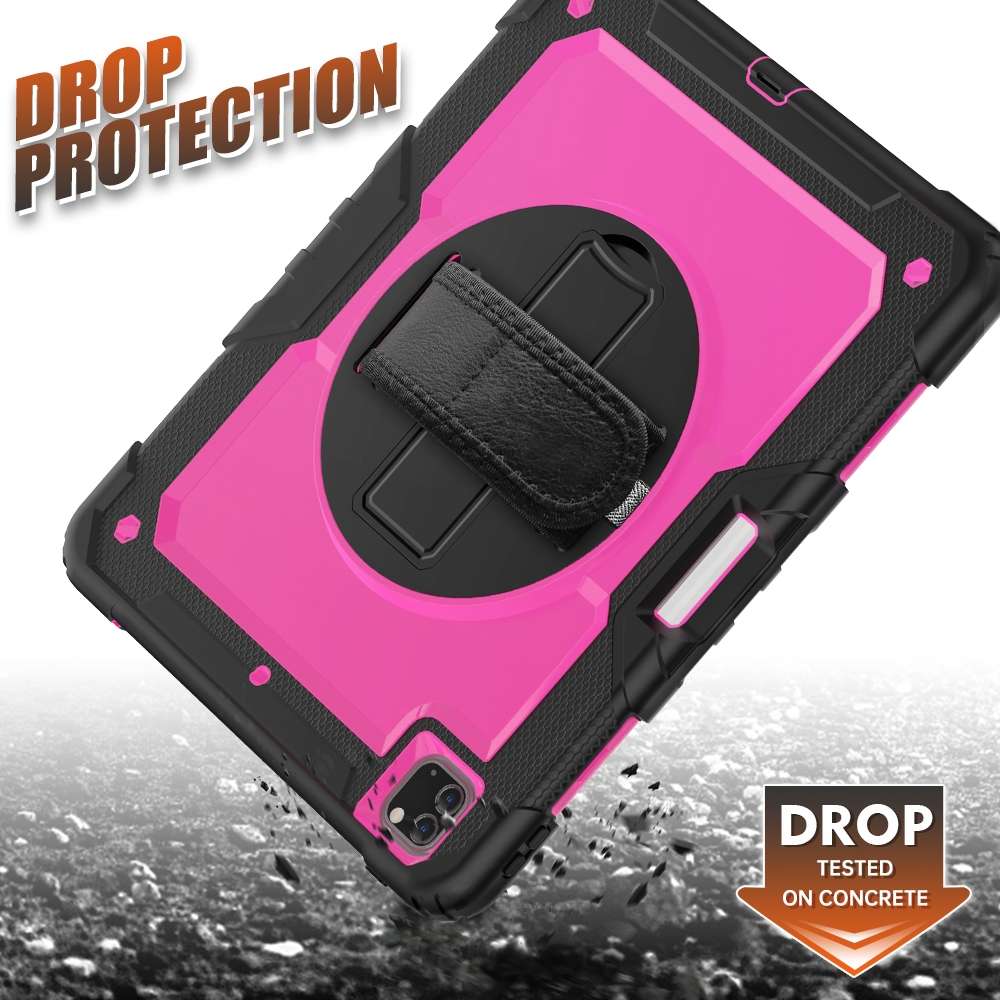 For iPad Pro 12.9 (2020) Shockproof Colorful Silicone + PC Protective Tablet ... (Black+Rose Red)