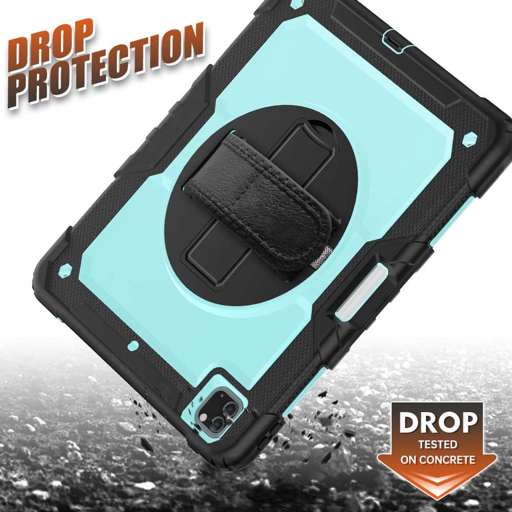 For iPad Pro 12.9 (2020) Shockproof Colorful Silicone + PC Protective Table ... (Black+Light Blue)