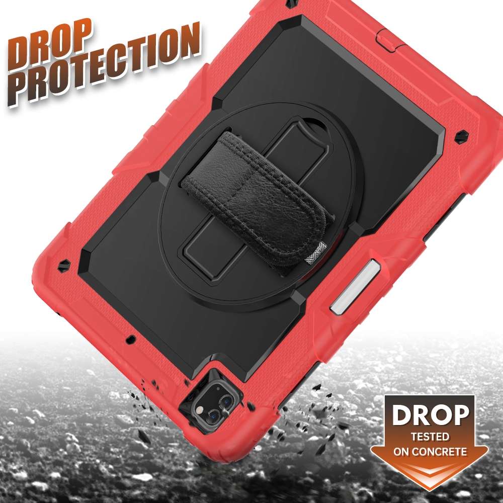 For iPad Pro 12.9 (2020) Shockproof Colorful Silicone + PC Protective Tablet Case with H ... (Red)