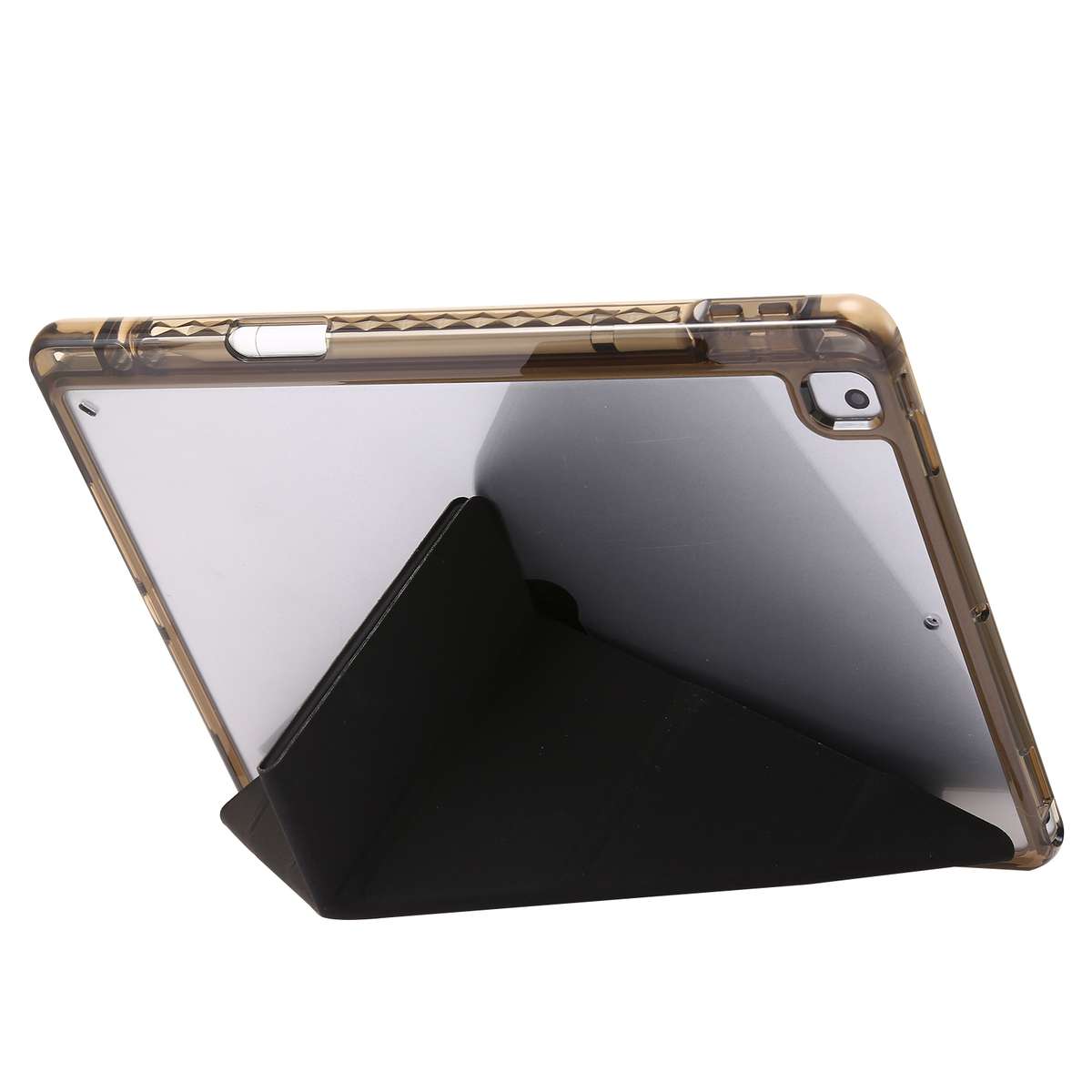 For iPad 10.2 2021 / 2020 / 10.5 Clear Acrylic Deformation Leather Tablet Case(Black)