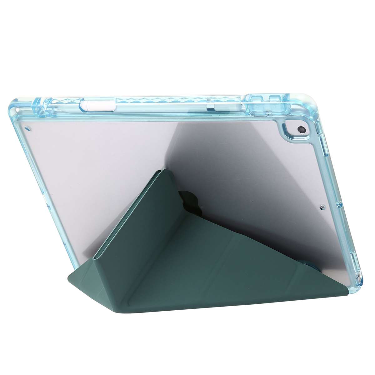 For iPad 10.2 2021 / 2020 / 10.5 Clear Acrylic Deformation Leather Tablet Case(Dark Green)