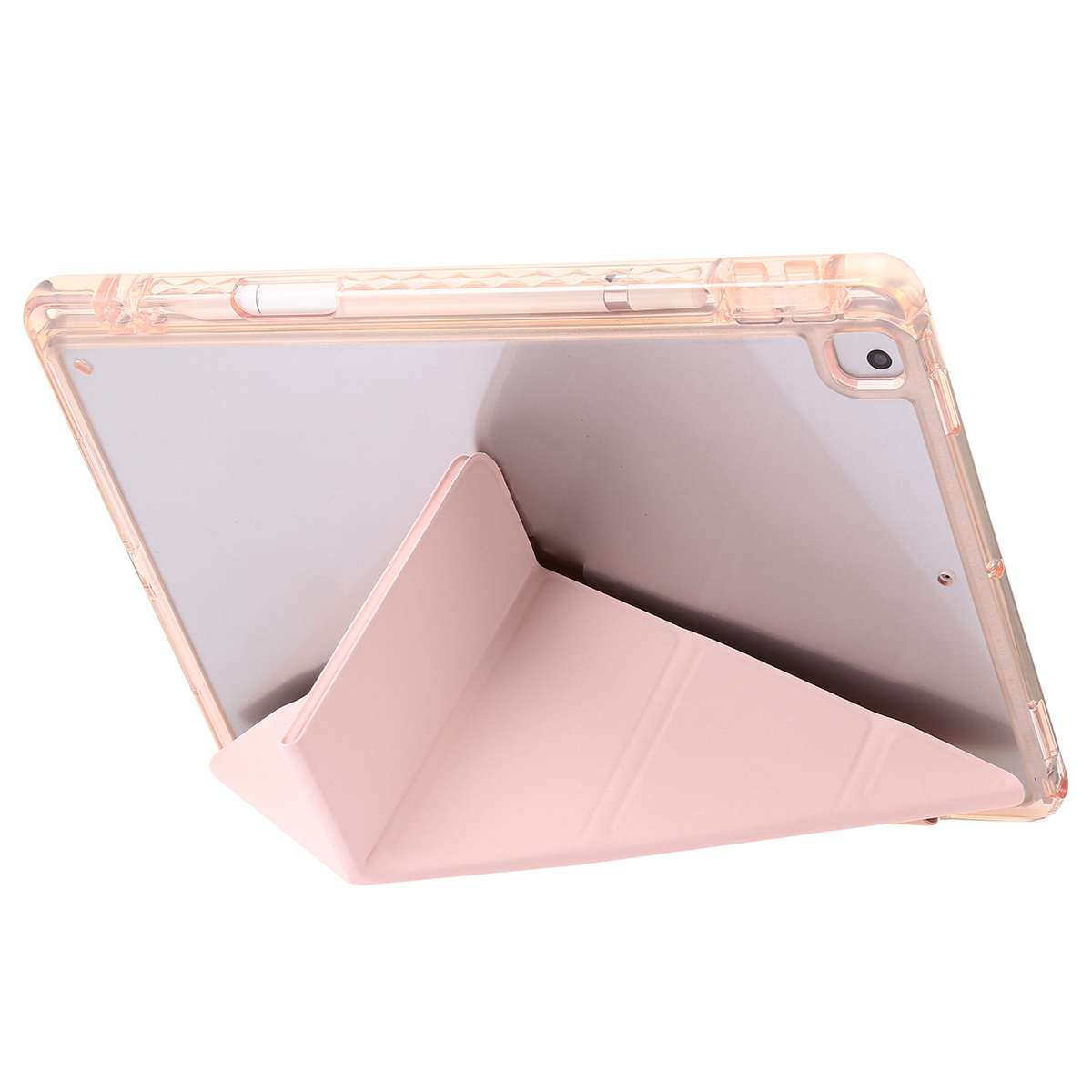 For iPad 10.2 2021 / 2020 / 10.5 Clear Acrylic Deformation Leather Tablet Case(Pink)