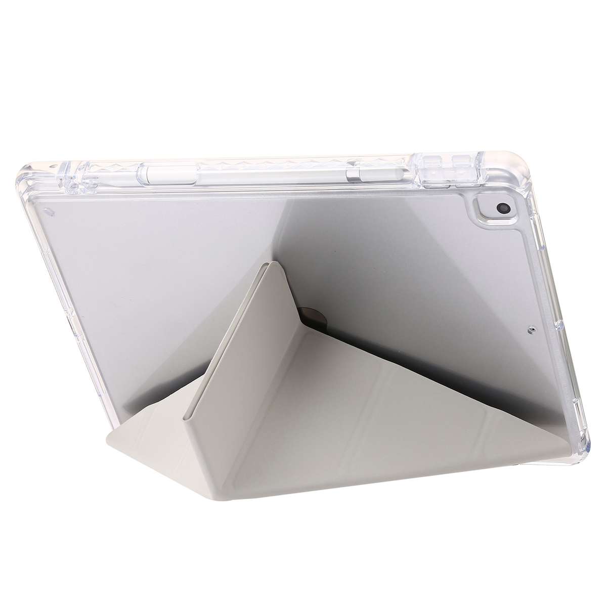 For iPad 10.2 2021 / 2020 / 10.5 Clear Acrylic Deformation Leather Tablet Case(Grey)