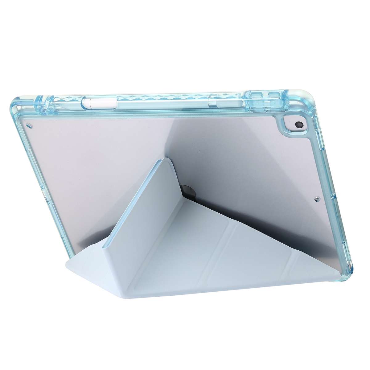 For iPad 10.2 2021 / 2020 / 10.5 Clear Acrylic Deformation Leather Tablet Case(Ice Blue)