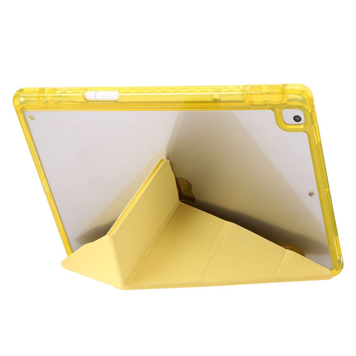For iPad 10.2 2021 / 2020 / 10.5 Clear Acrylic Deformation Leather Tablet Case(Yellow)