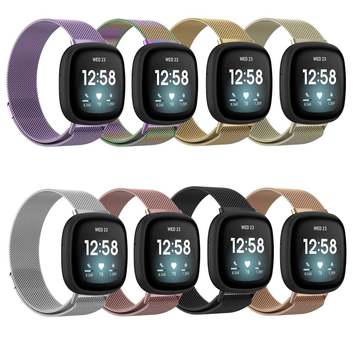For Fitbit Versa 4 / 3 Milanese Magnetic Metal Weave Watchband, Small Size(Gold)