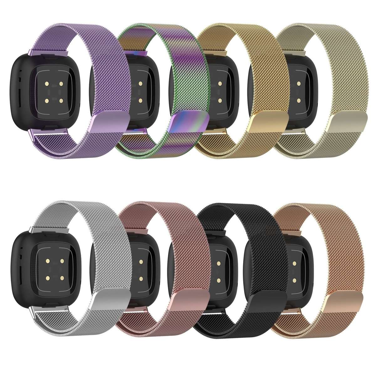 For Fitbit Versa 4 / 3 Milanese Magnetic Metal Weave Watchband, Small Size(Gold)