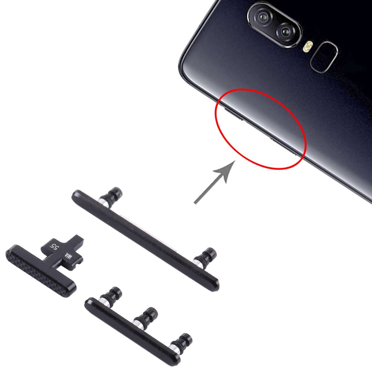 For OnePlus 6 Power Button + Volume Control Button(Jet Black)