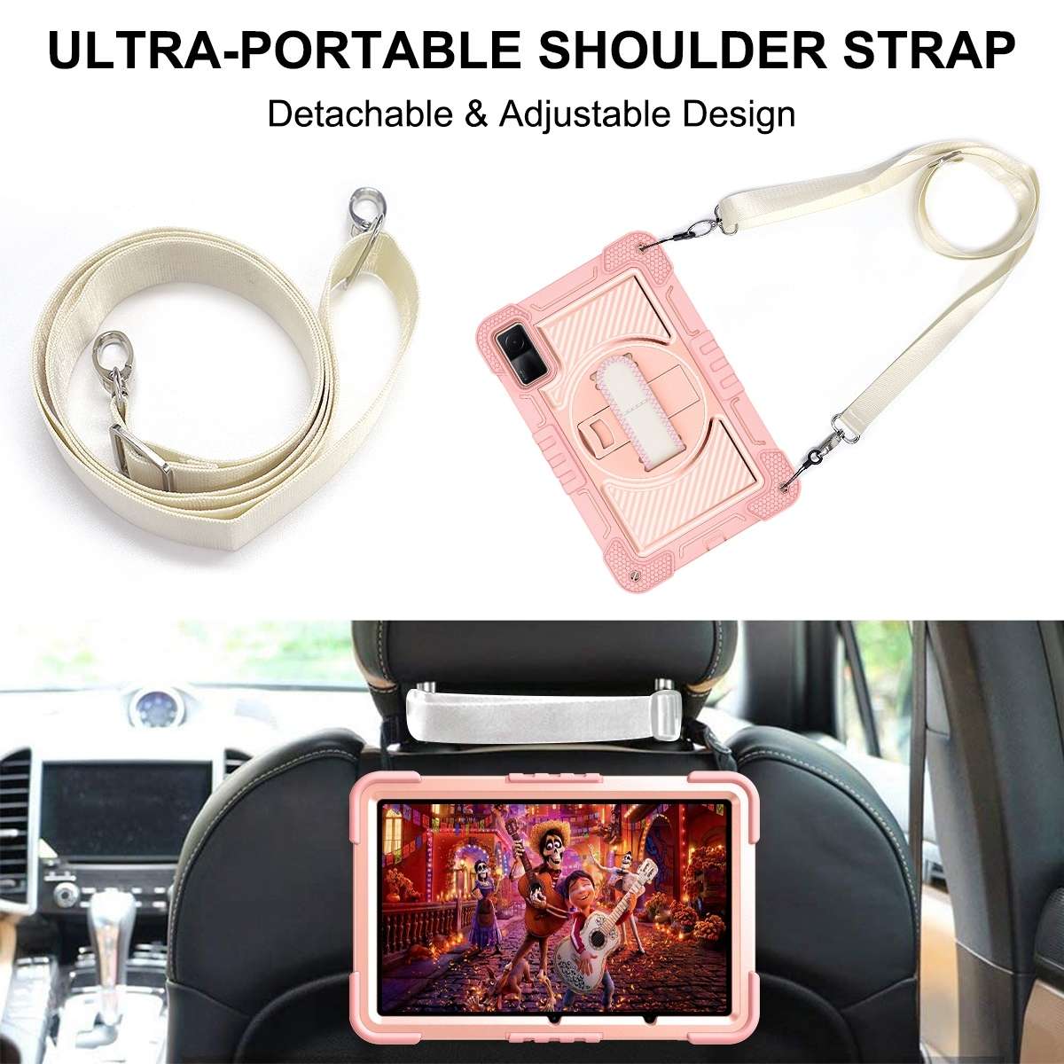 For Xiaomi Redmi Pad 10.61 360 Degree Rotation PC Contrast Silicone Tablet Case(Rose Gold)