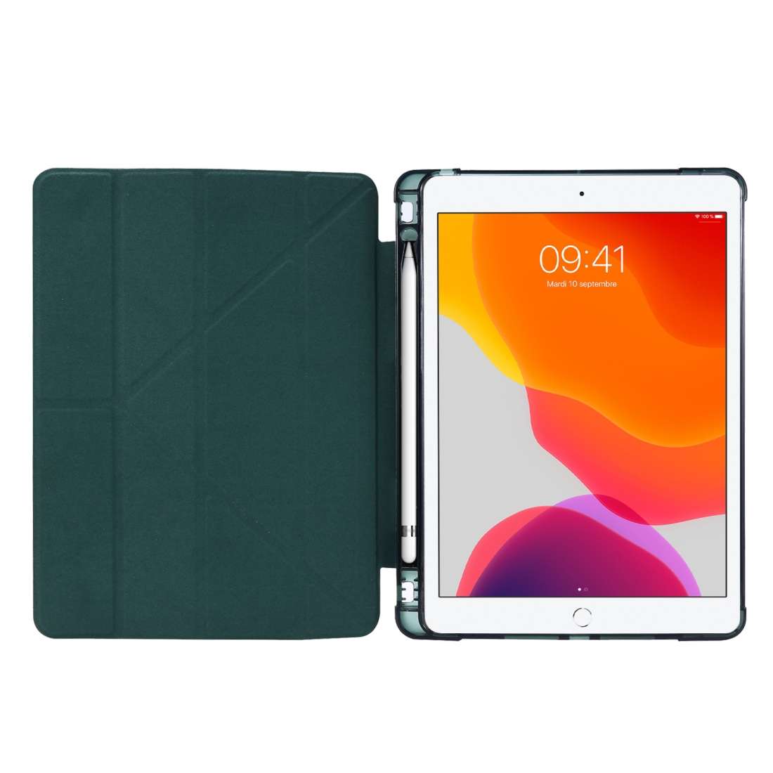 For iPad 10.2 2021 / 2020 / 2019 Airbag Deformation Horizontal Flip Leather Case ... (Dark Green)