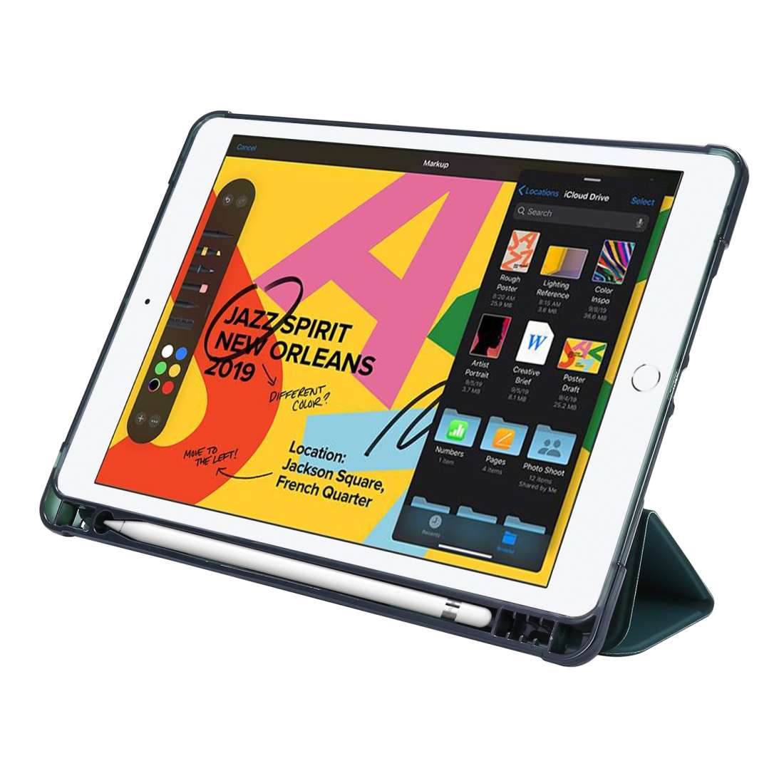 For iPad 10.2 2021 / 2020 / 2019 Airbag Deformation Horizontal Flip Leather Case ... (Dark Green)