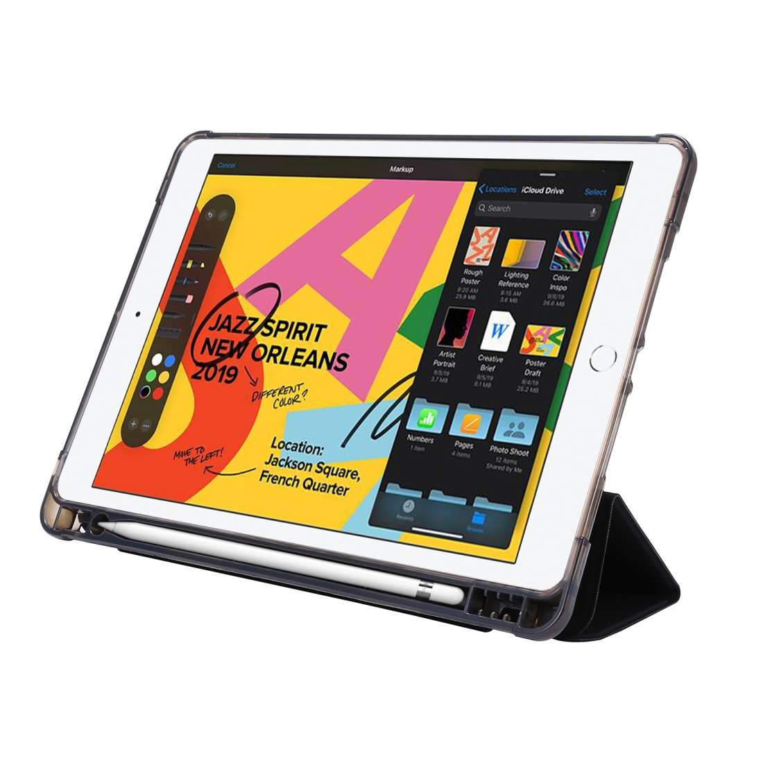 For iPad 10.2 2021 / 2020 / 2019 Airbag Deformation Horizontal Flip Leather Case with ... (Black)