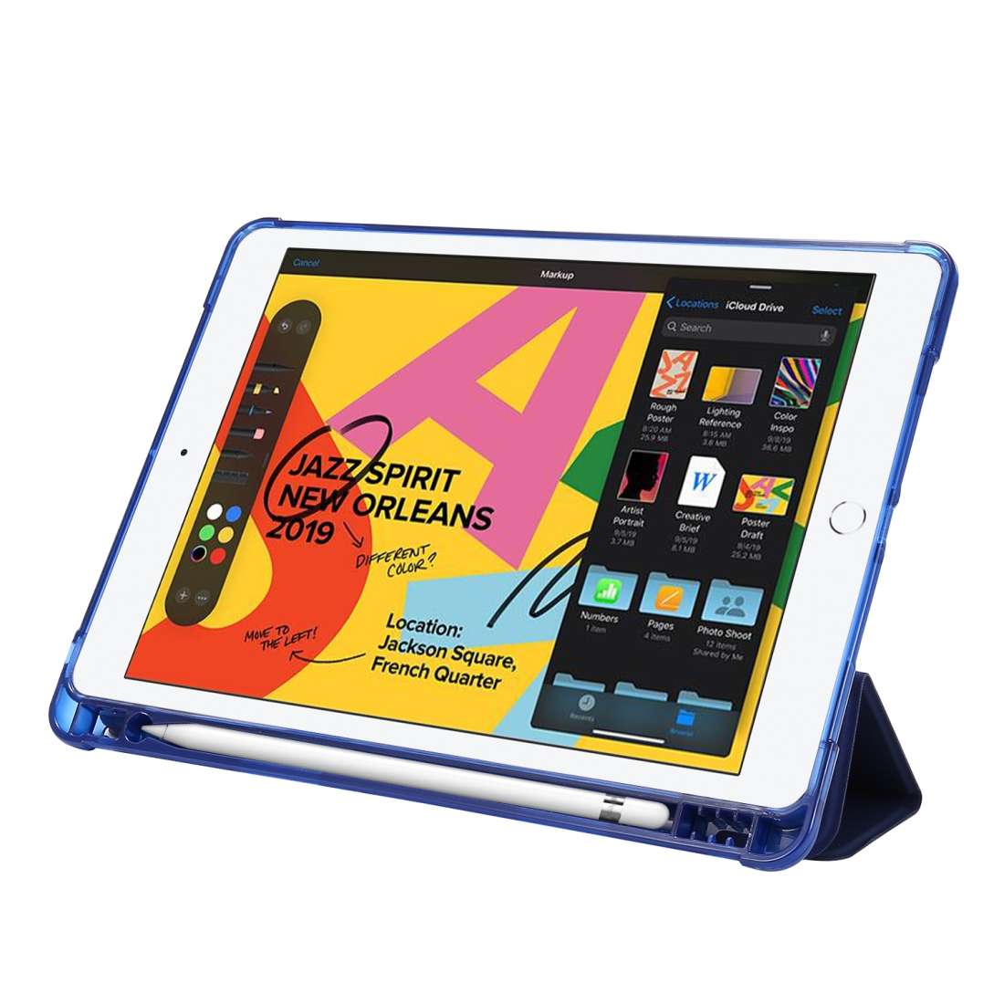For iPad 10.2 2021 / 2020 / 2019 Airbag Deformation Horizontal Flip Leather Case w ... (Dark Blue)