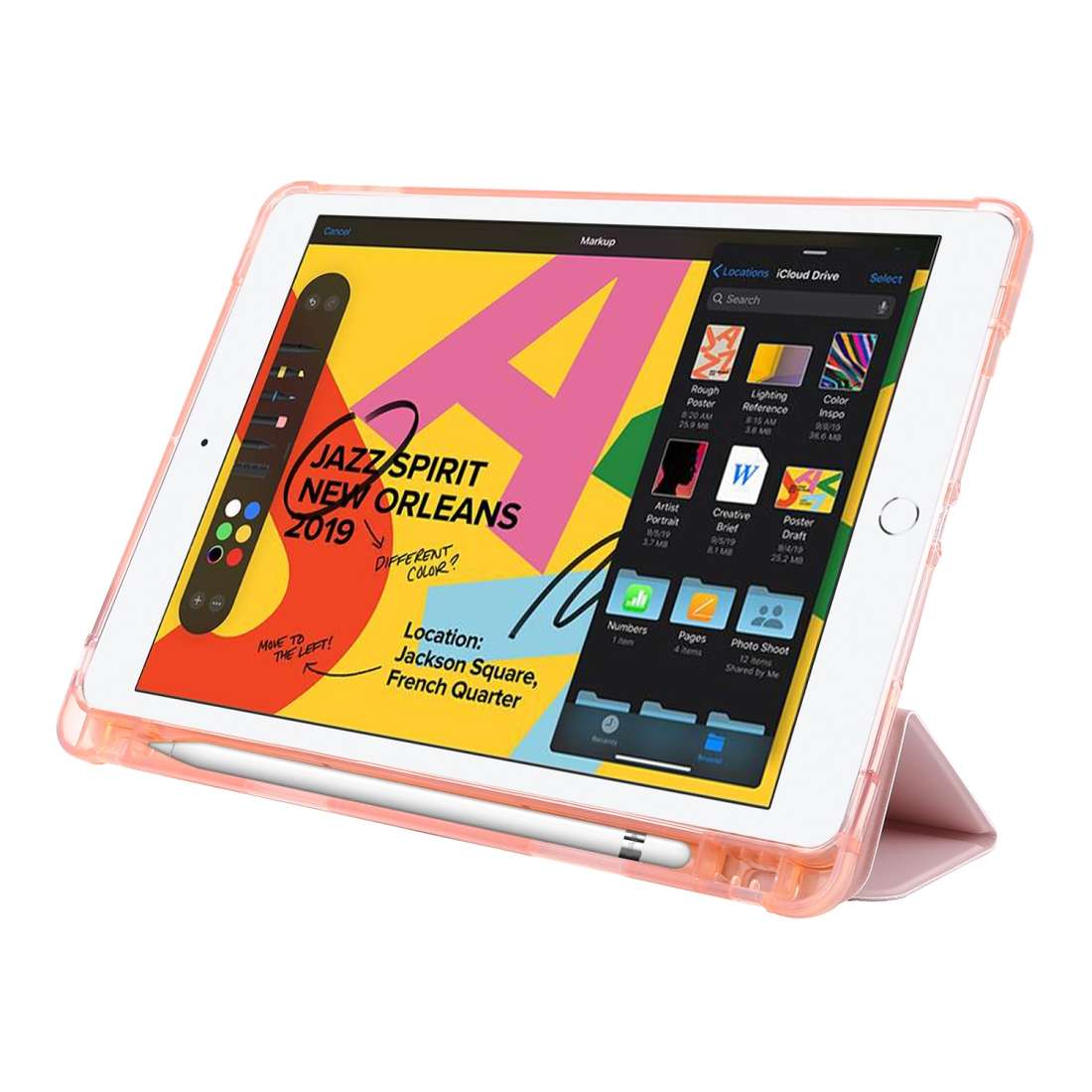 For iPad 10.2 2021 / 2020 / 2019 Airbag Deformation Horizontal Flip Leather Case with H ... (Pink)