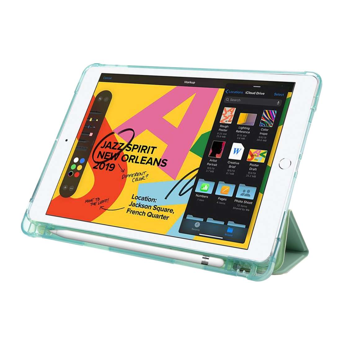 For iPad 10.2 2021 / 2020 / 2019 Airbag Deformation Horizontal Flip Leather Case ... (Mint Green)