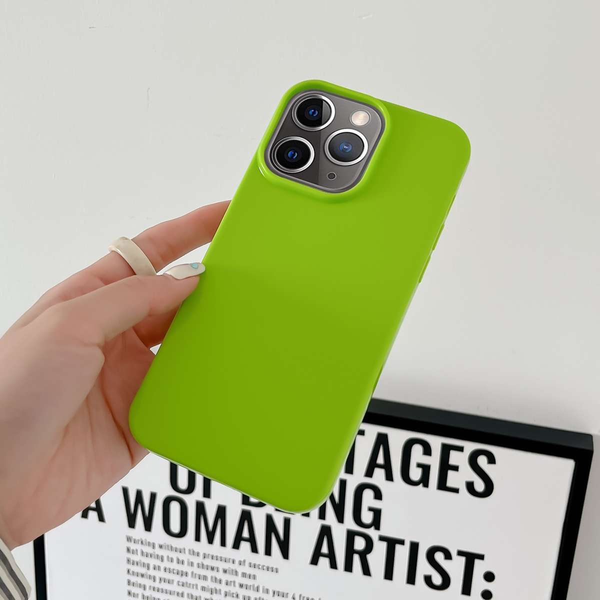 For iPhone 11 Pro Shockproof Solid Color TPU Phone Case(Fluorescent Green)